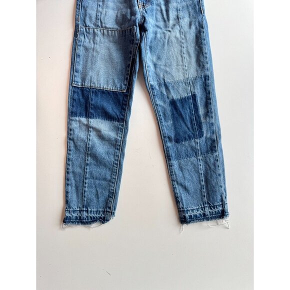 Girls' GAP Medium Indigo High Rise Slim Patchwork Girlfriend Jeans, Size 8 - Picture 3 of 8